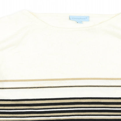 Close-up detail of Atmosphere women’s beige jumper, size UK 12