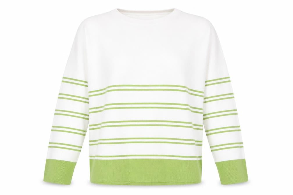 Sweewe Womens Green Striped  Pullover Jumper Size M