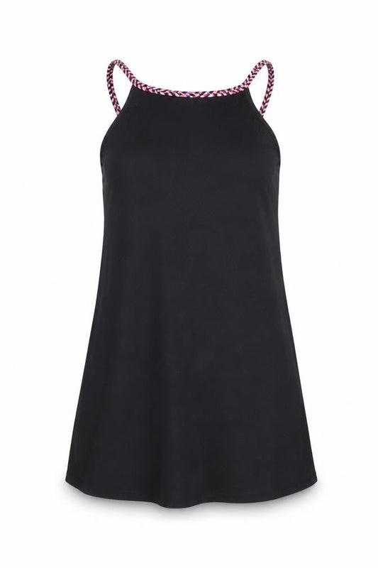 Front view of Papaya women’s black tunic blouse, size UK 8