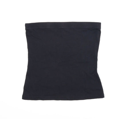 Front view of Papaya women’s black cropped tank, size UK 14