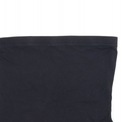 Close-up detail of Papaya women’s black cropped tank, size UK 14