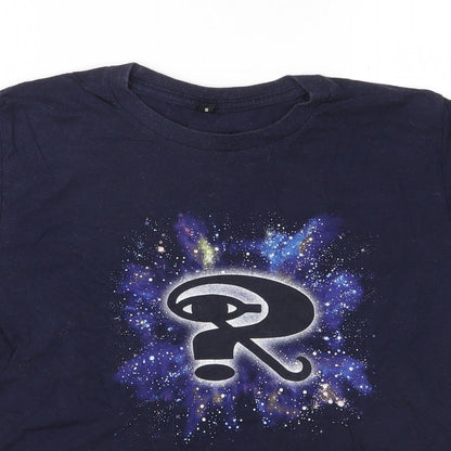 Close-up detail of Continental Clothing Co boys’ blue jersey basic t-shirt, size S