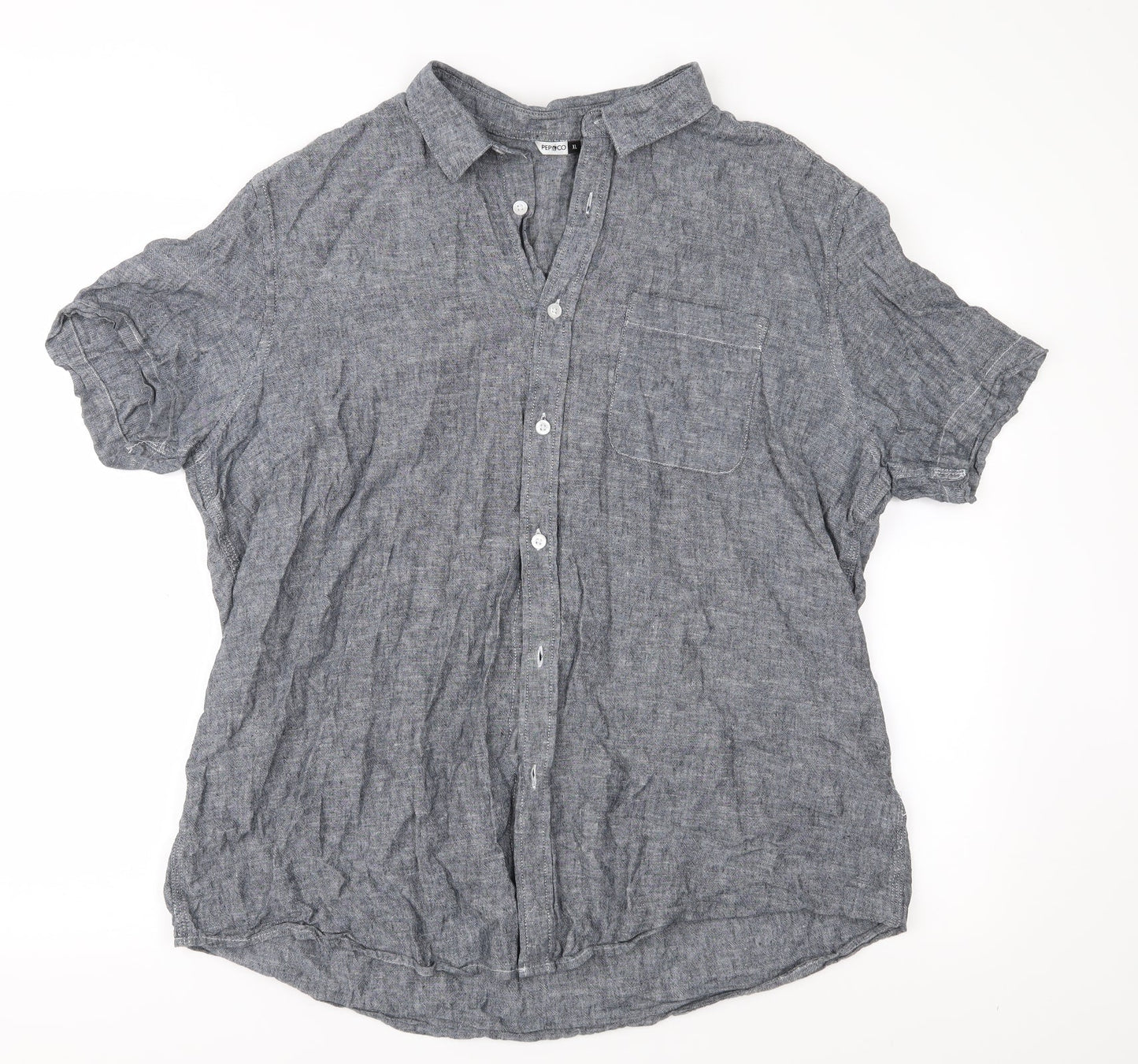 Pep & Co Mens Grey    Button-Up Size XL