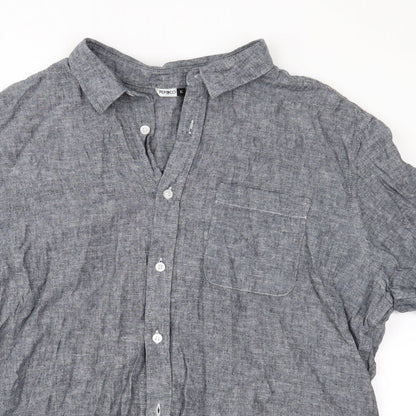 Close-up detail of Pep&Co men’s grey button-up, size XL