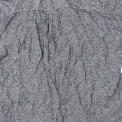 Brand and care label for Pep&Co men’s grey button-up, size XL