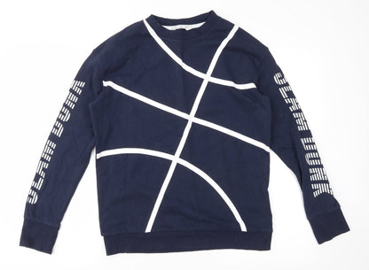 Additional front view of H&M girls’ blue pullover sweatshirt, size 13-14, years