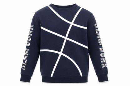 Front view of H&M girls’ blue pullover sweatshirt, size 13-14, years
