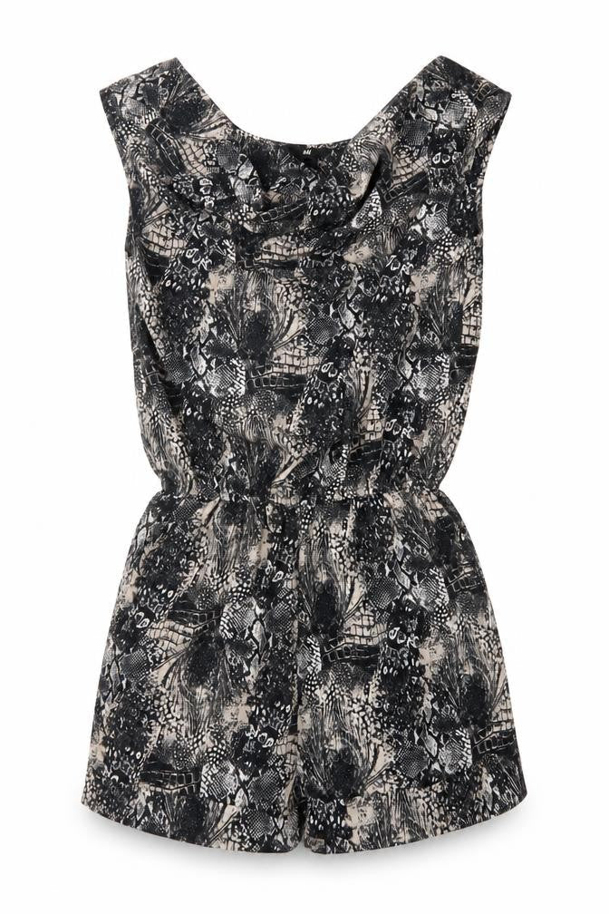 H&M Womens Black Geometric  Playsuit One-Piece Size 6