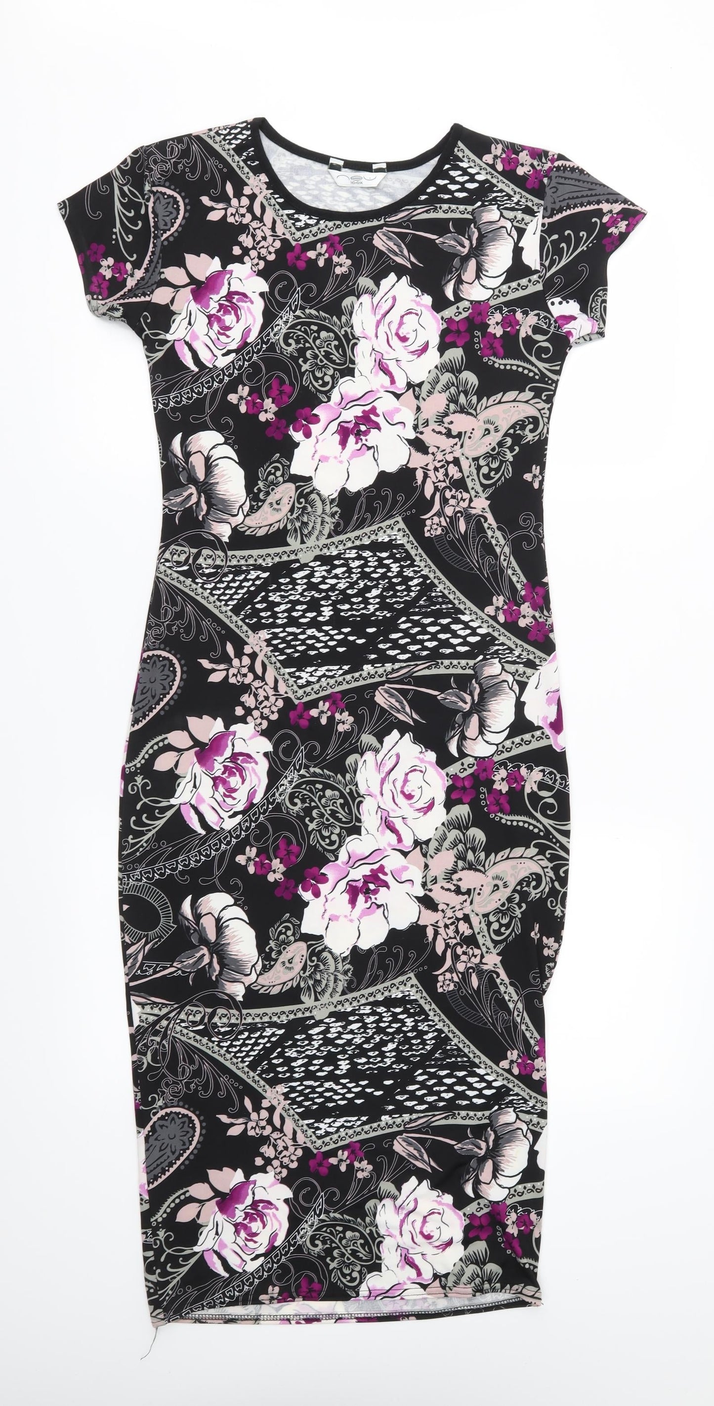 New Look Womens Black Floral  Sheath  Size S