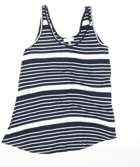 Warehouse Womens Blue Striped Jersey Basic Tank Size 8