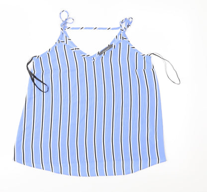 Additional front view of Primark women’s blue striped camisole blouse, size UK 8