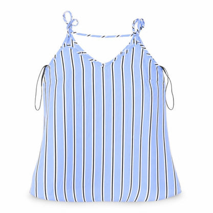Front view of Primark women’s blue striped camisole blouse, size UK 8
