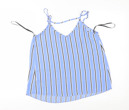 Back view of Primark women’s blue striped camisole blouse, size UK 8