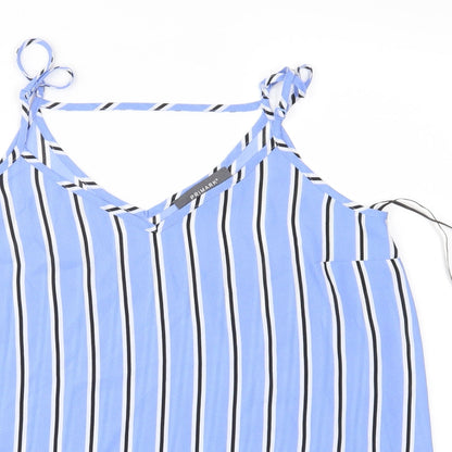 Close-up detail of Primark women’s blue striped camisole blouse, size UK 8
