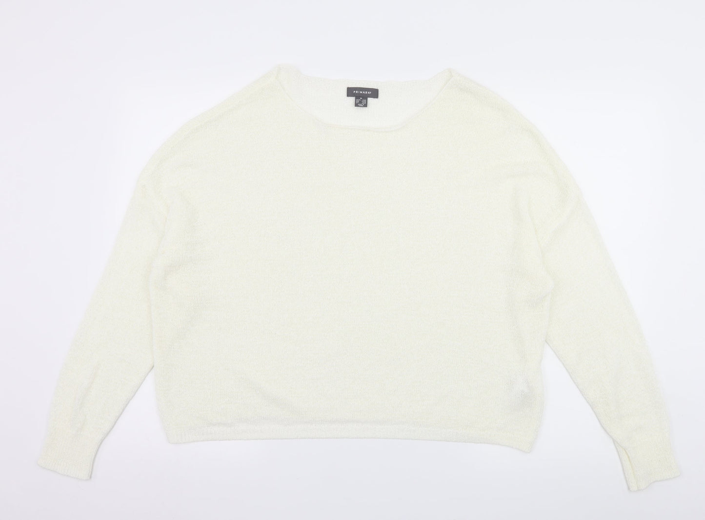 Primark Womens White  Knit Pullover Jumper Size 18