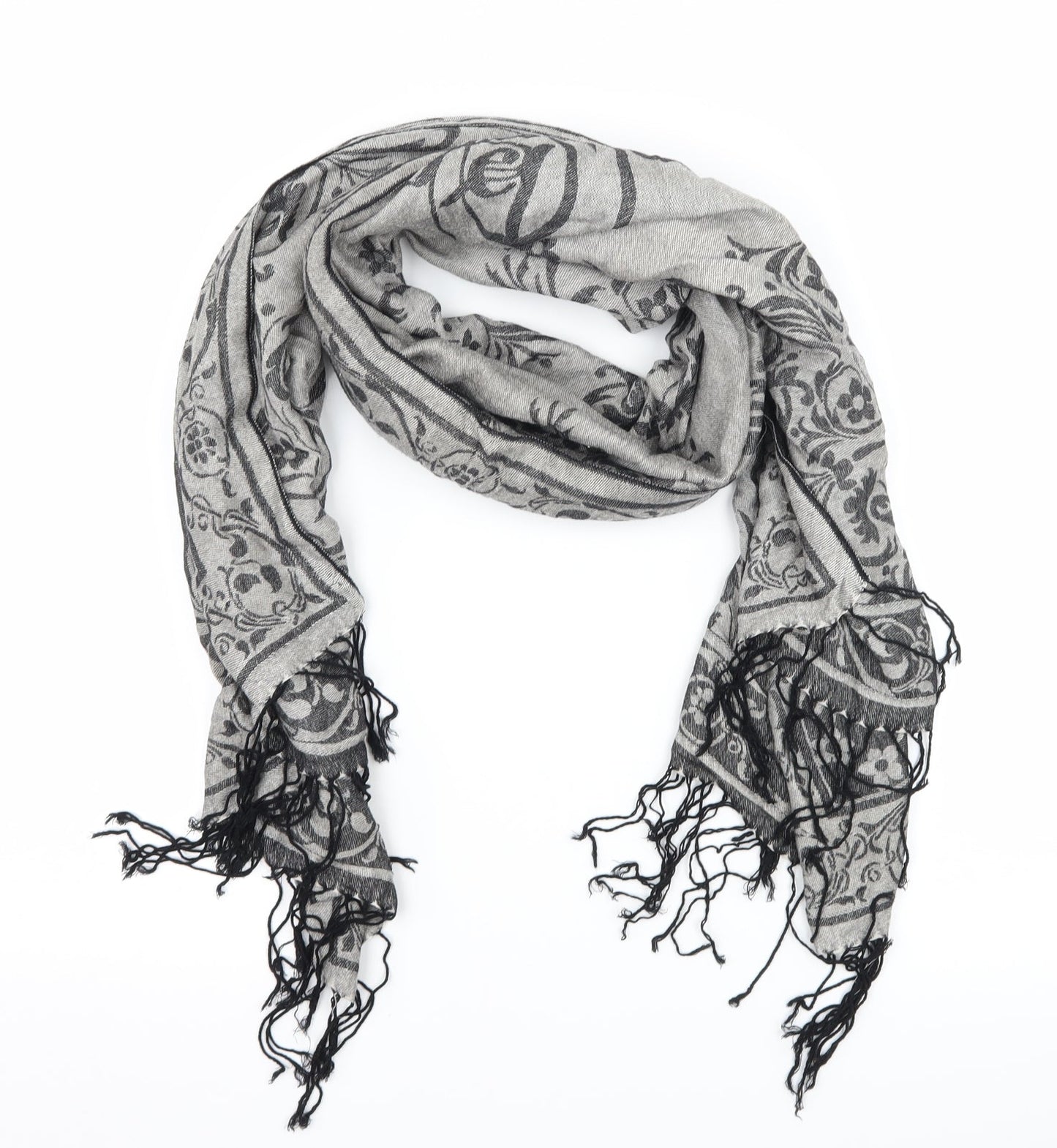 Preworn Womens Grey Geometric   Scarf