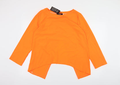Front view of Ruiyige women’s orange basic blouse, size 3XL, - neon