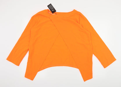 Back view of Ruiyige women’s orange basic blouse, size 3XL, - neon