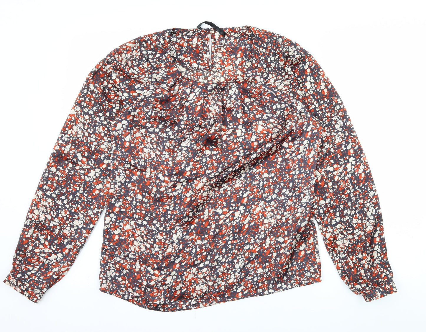 One Two Womens Multicoloured Geometric Satin Basic Blouse Size 8