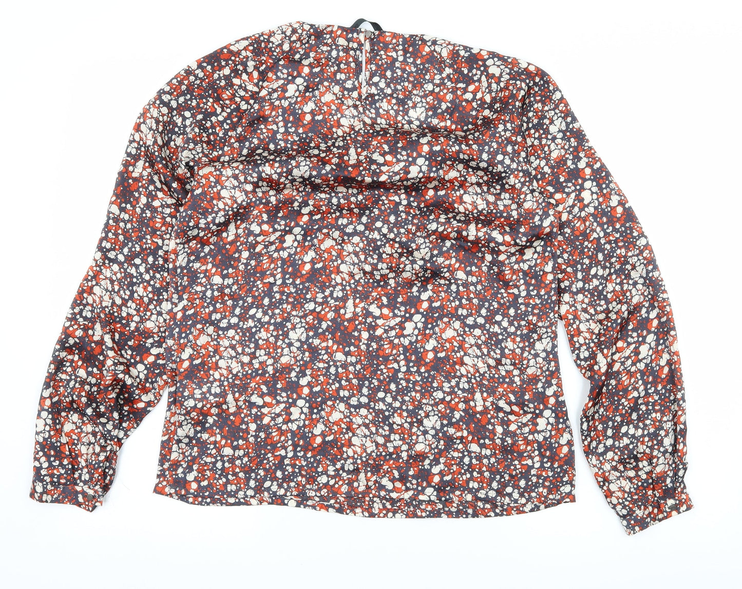 One Two Womens Multicoloured Geometric Satin Basic Blouse Size 8