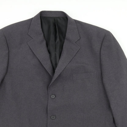 Close-up detail of F&F men’s grey jacket suit jacket, size XL