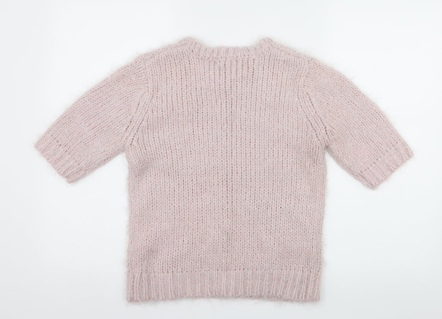 New Look Womens Pink  Knit Pullover Jumper Size 10  - Embelished Neckline