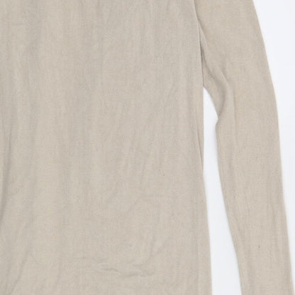 Brand and care label for Tu women’s beige cardigan jumper, size M