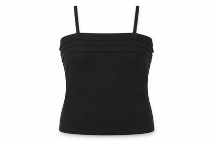 Front view of Preworn women’s black basic blouse, size UK 14