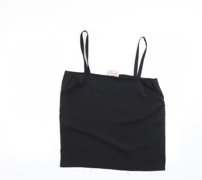 Back view of Preworn women’s black basic blouse, size UK 14