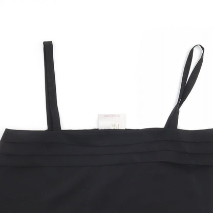 Close-up detail of Preworn women’s black basic blouse, size UK 14
