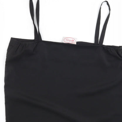 Brand and care label for Preworn women’s black basic blouse, size UK 14