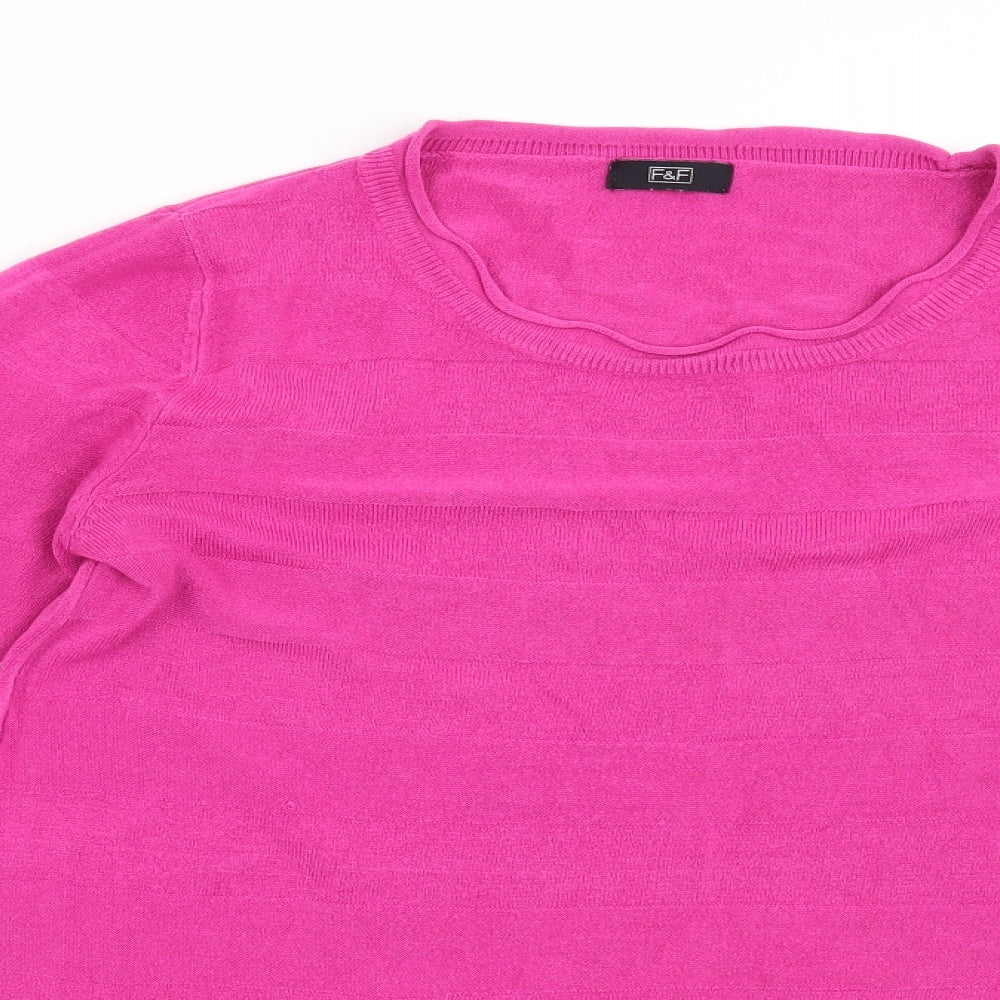 F&F Womens Pink Striped  Pullover Jumper Size 10
