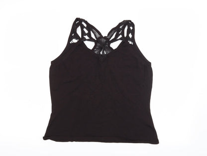 Back view of Spirit women’s black basic blouse, size UK 16