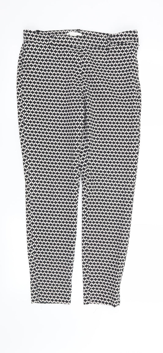 H&M Womens Black Geometric  Trousers  Size 10 L26 in