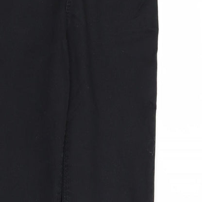 Close-up detail of H&M women’s black jegging jeans, size UK 10, 30-inch leg