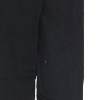 Brand and care label for H&M women’s black jegging jeans, size UK 10, 30-inch leg