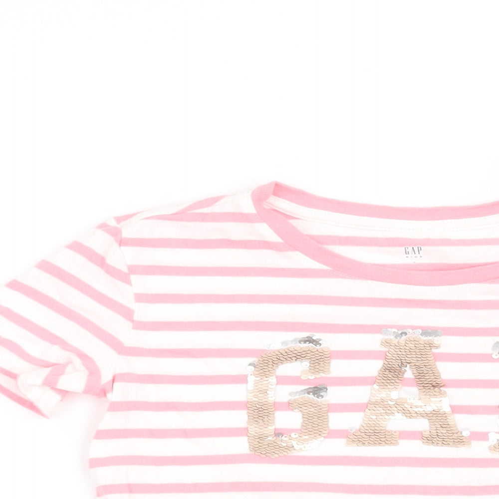 Gap Girls Pink Striped  Basic T-Shirt Size S