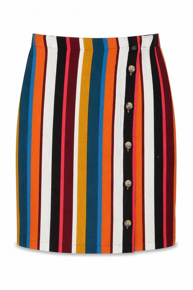 Preworn Womens Blue Striped  Straight & Pencil Skirt Size 34 in