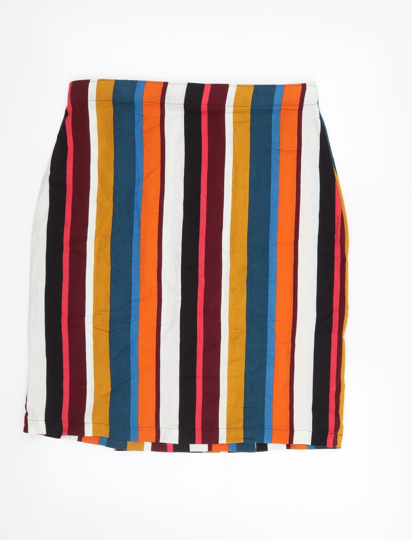 Preworn Womens Blue Striped  Straight & Pencil Skirt Size 34 in