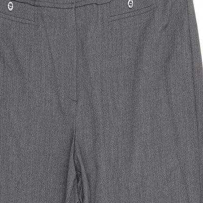 Close-up detail of BHS women’s grey trousers, size UK 18, 21-inch leg