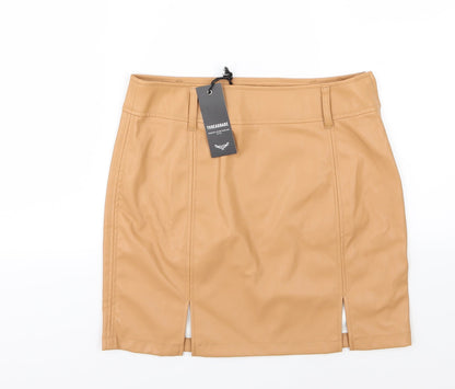 Additional front view of Threadbare women’s brown a-line skirt, size UK 10