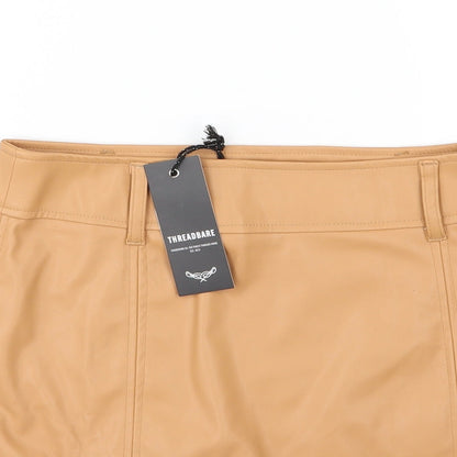 Close-up detail of Threadbare women’s brown a-line skirt, size UK 10