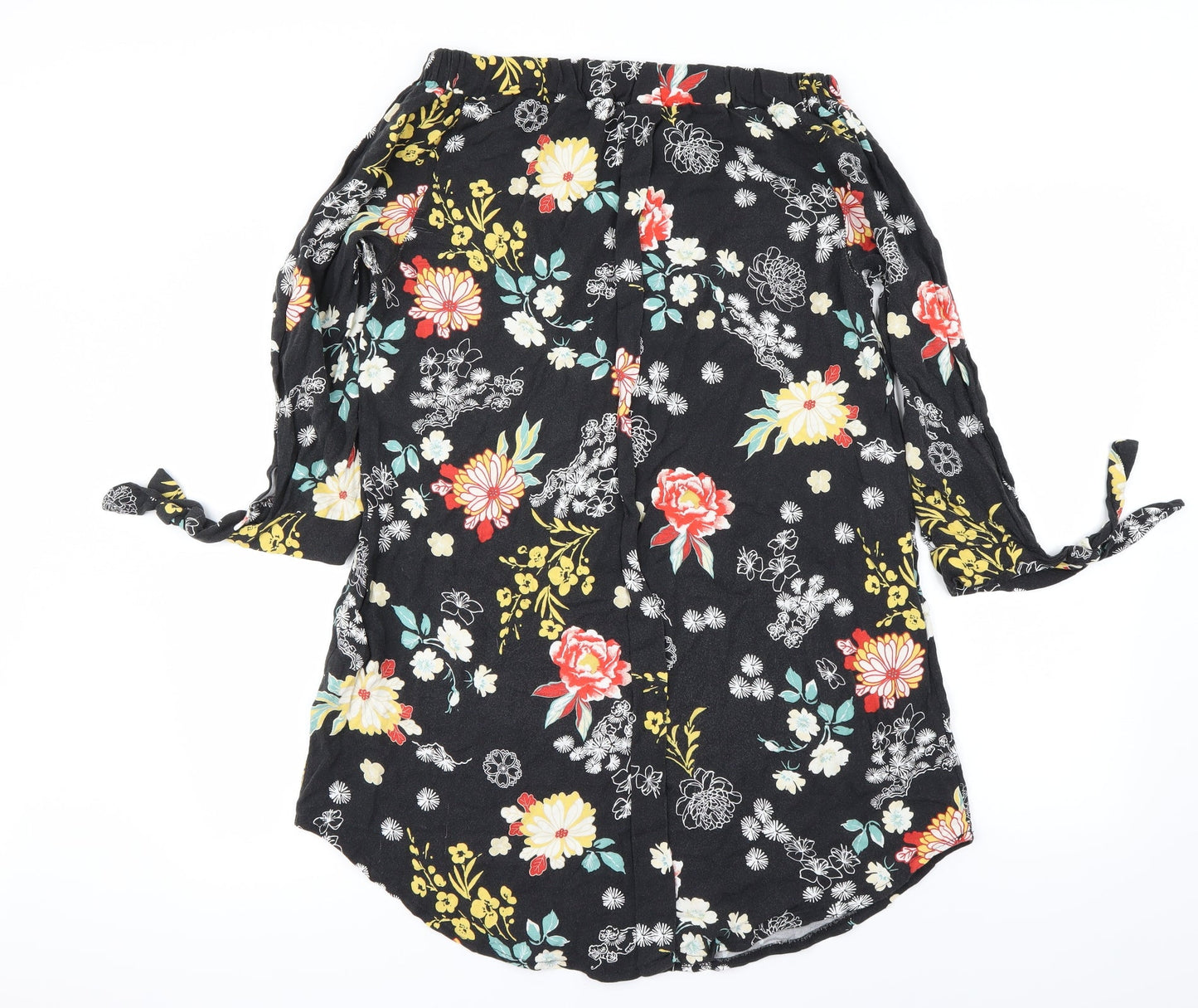 Piano C  Womens Black Floral  Basic Blouse Size L