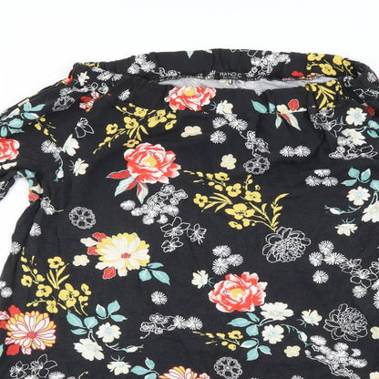 Close-up detail of Piano C women’s black floral basic blouse, size L