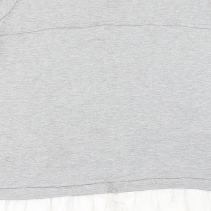 Brand and care label for Cameo Rose women’s grey jumper, size L