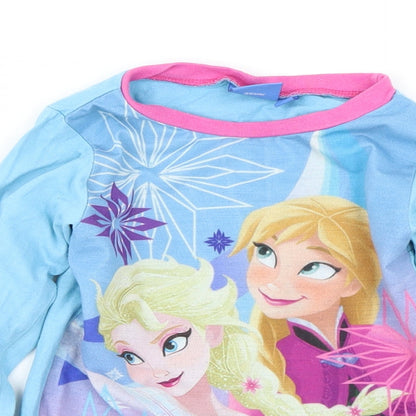 Close-up detail of Disney girls’ blue basic t-shirt, size 3-4, years