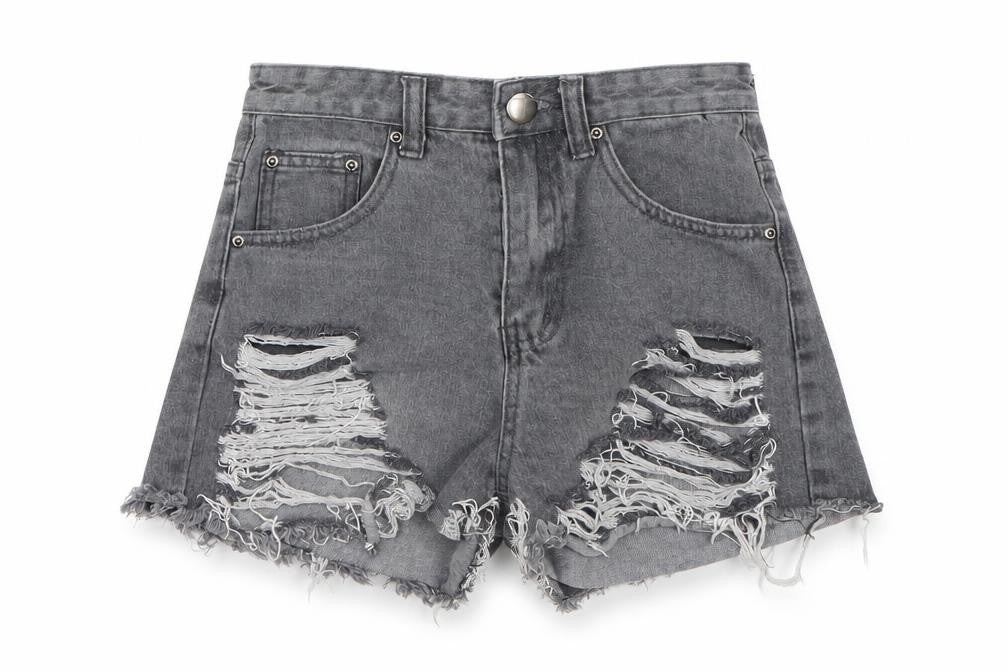 PRETTYLITTLETHING Womens Grey   Cut-Off Shorts Size 6
