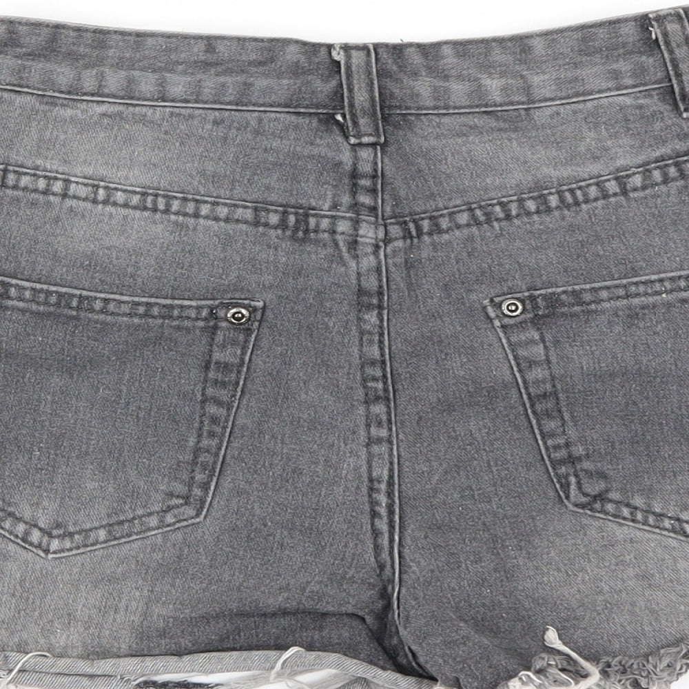 PRETTYLITTLETHING Womens Grey   Cut-Off Shorts Size 6