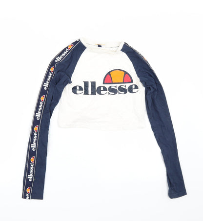 Additional front view of Ellesse women’s white basic t-shirt, size UK 4