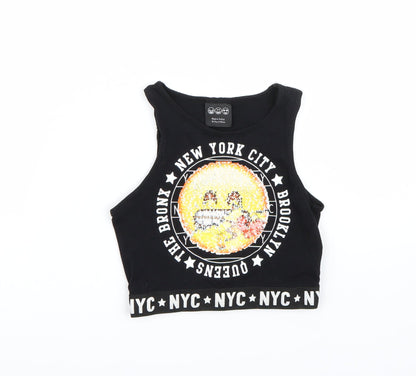 Additional front view of NYC girls’ black basic tank, size 10-11, years